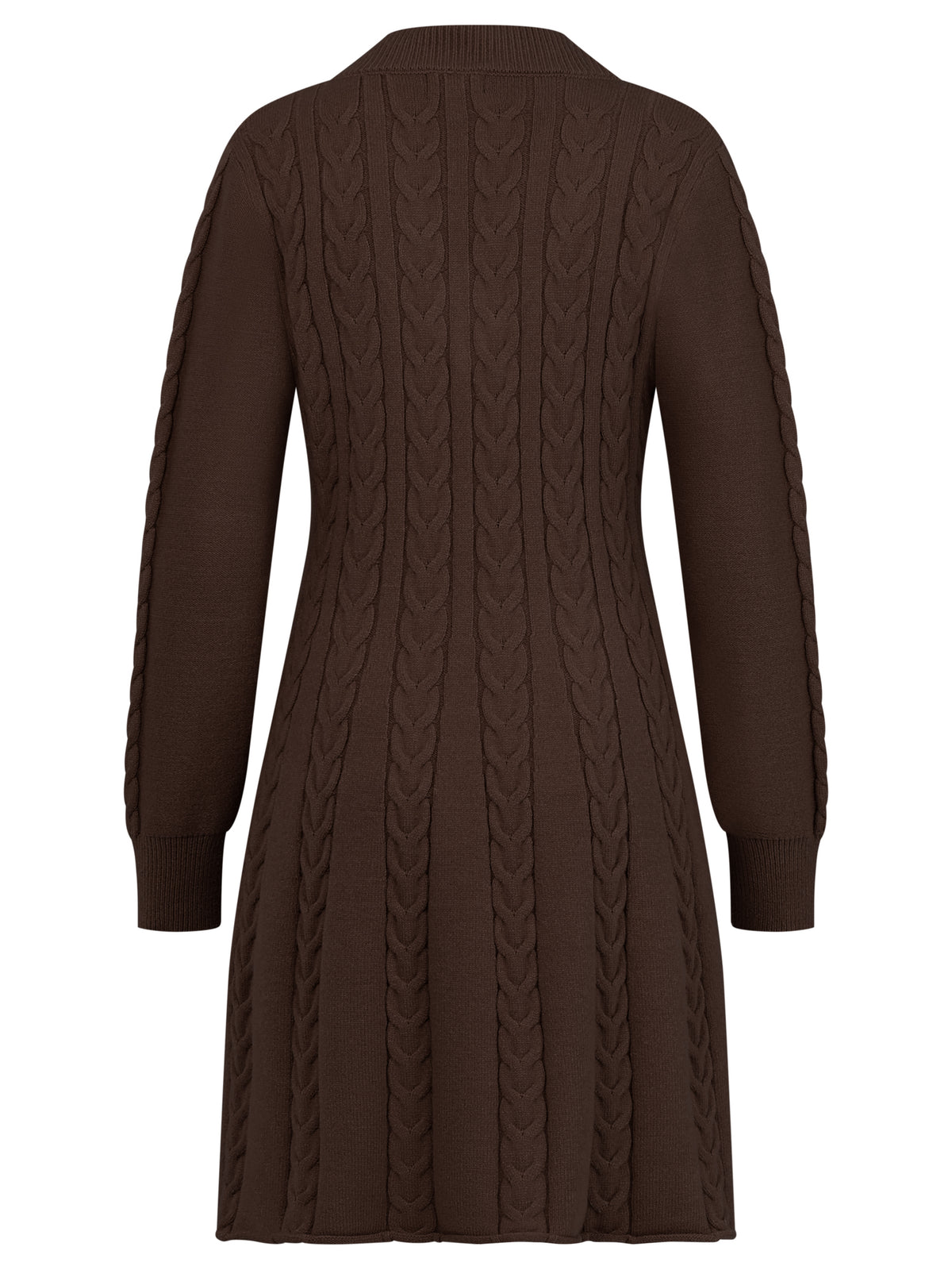 Strickkleid mit Zopfmuster und Kaschmiranteil | braun