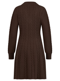 Strickkleid mit Zopfmuster und Kaschmiranteil | braun