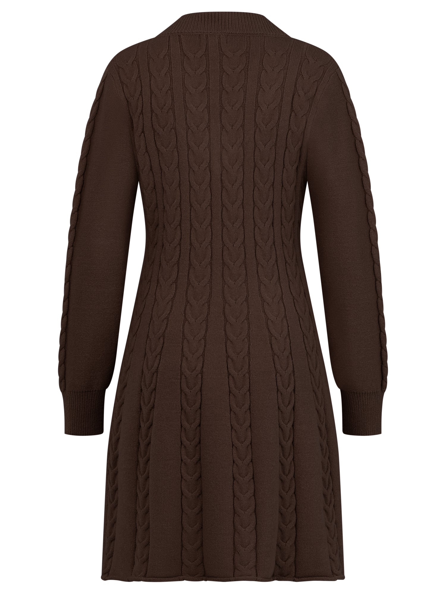 Strickkleid mit Zopfmuster und Kaschmiranteil | braun