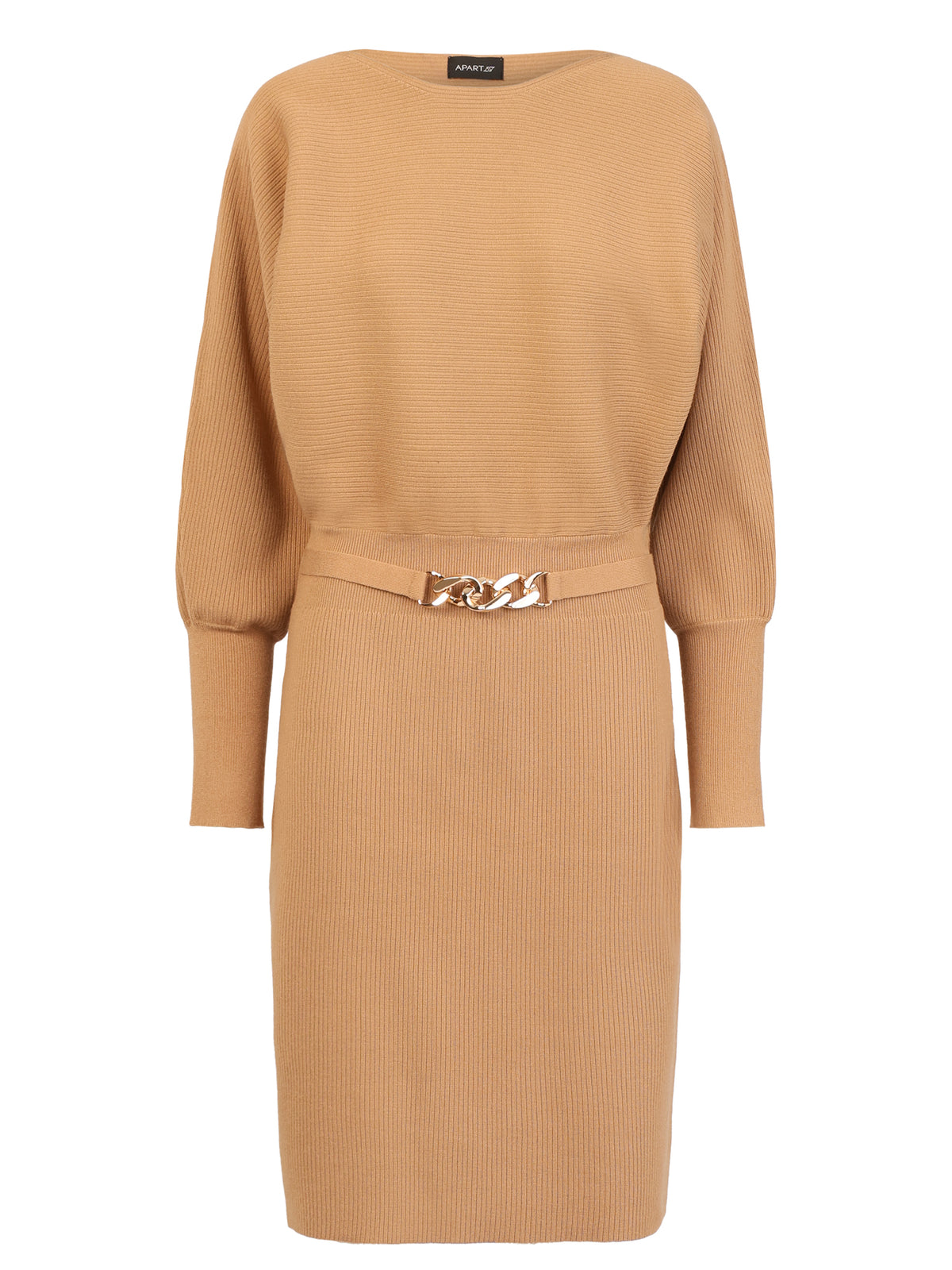 Strickkleid mit Fledermausärmeln und Kaschmiranteil | camel