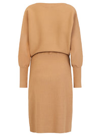 Strickkleid mit Fledermausärmeln und Kaschmiranteil | camel