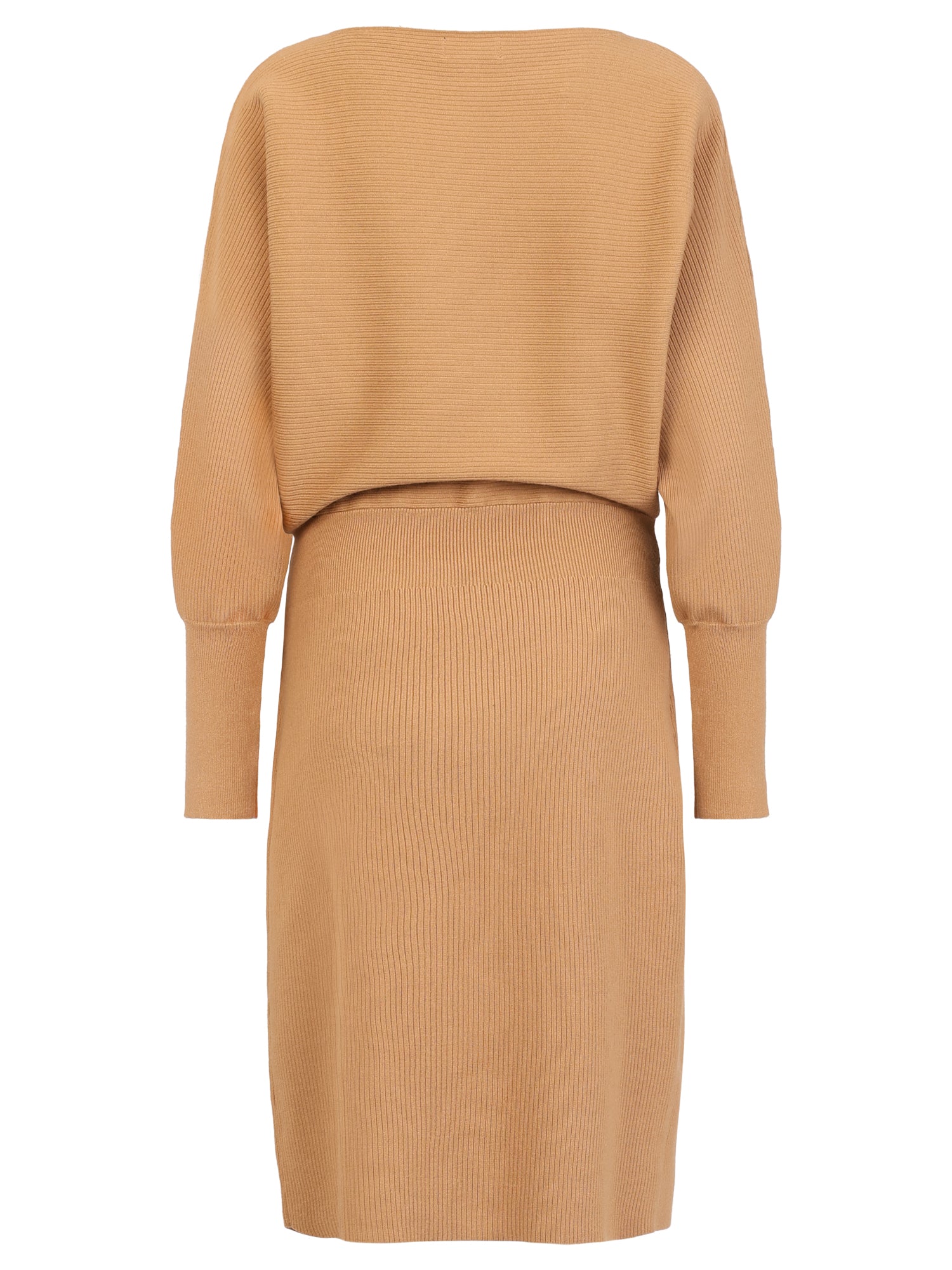 Strickkleid mit Fledermausärmeln und Kaschmiranteil | camel