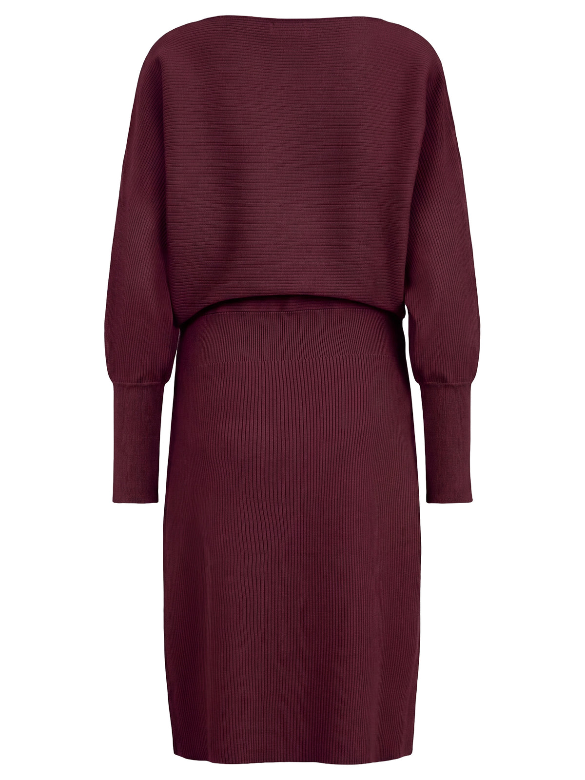 Strickkleid mit Fledermausärmeln und Kaschmiranteil | weinrot