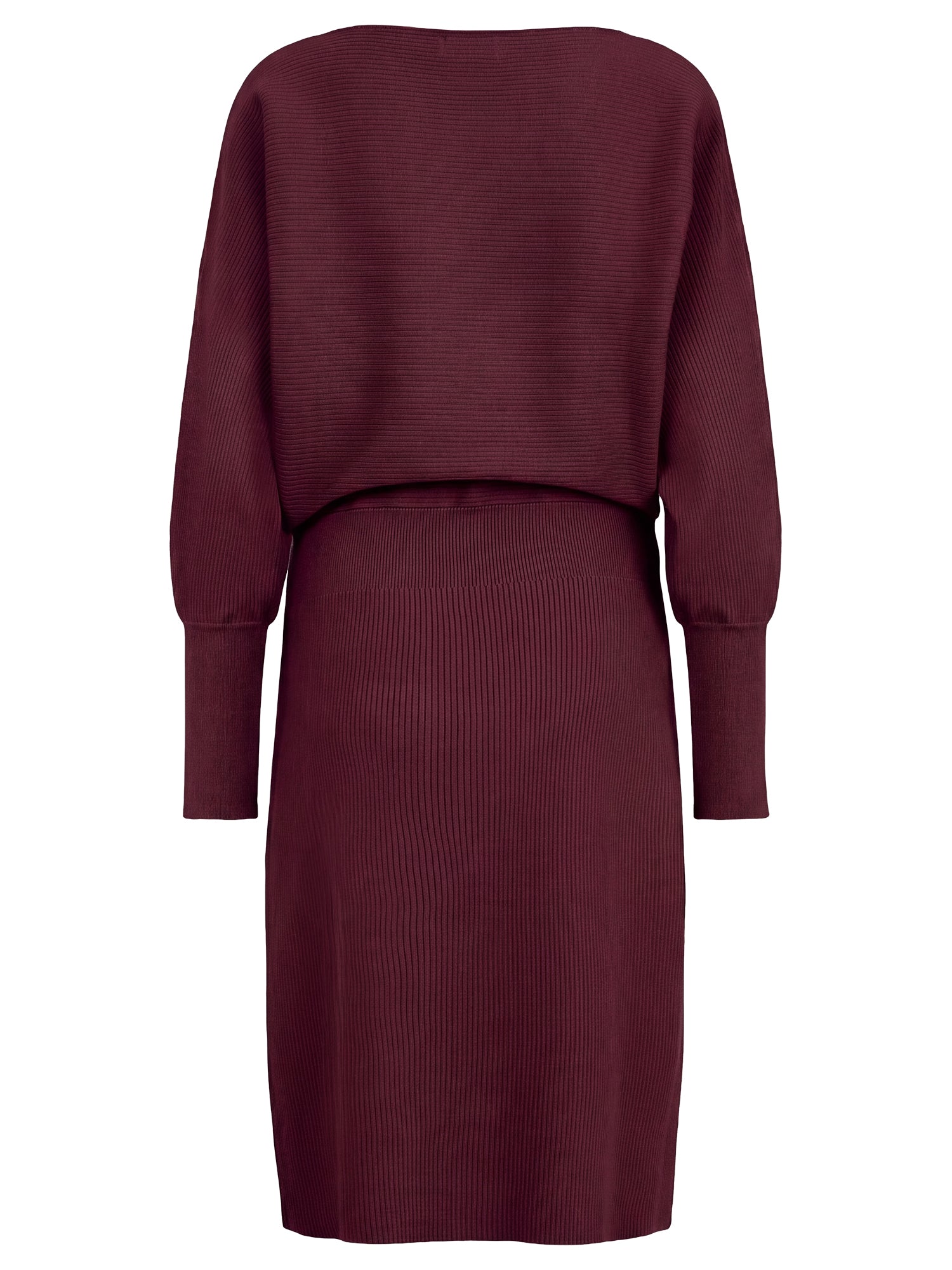 Strickkleid mit Fledermausärmeln und Kaschmiranteil | weinrot