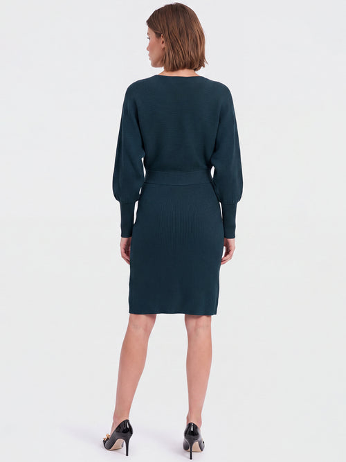 Strickkleid mit Fledermausärmeln und Kaschmiranteil | petrol image 1
