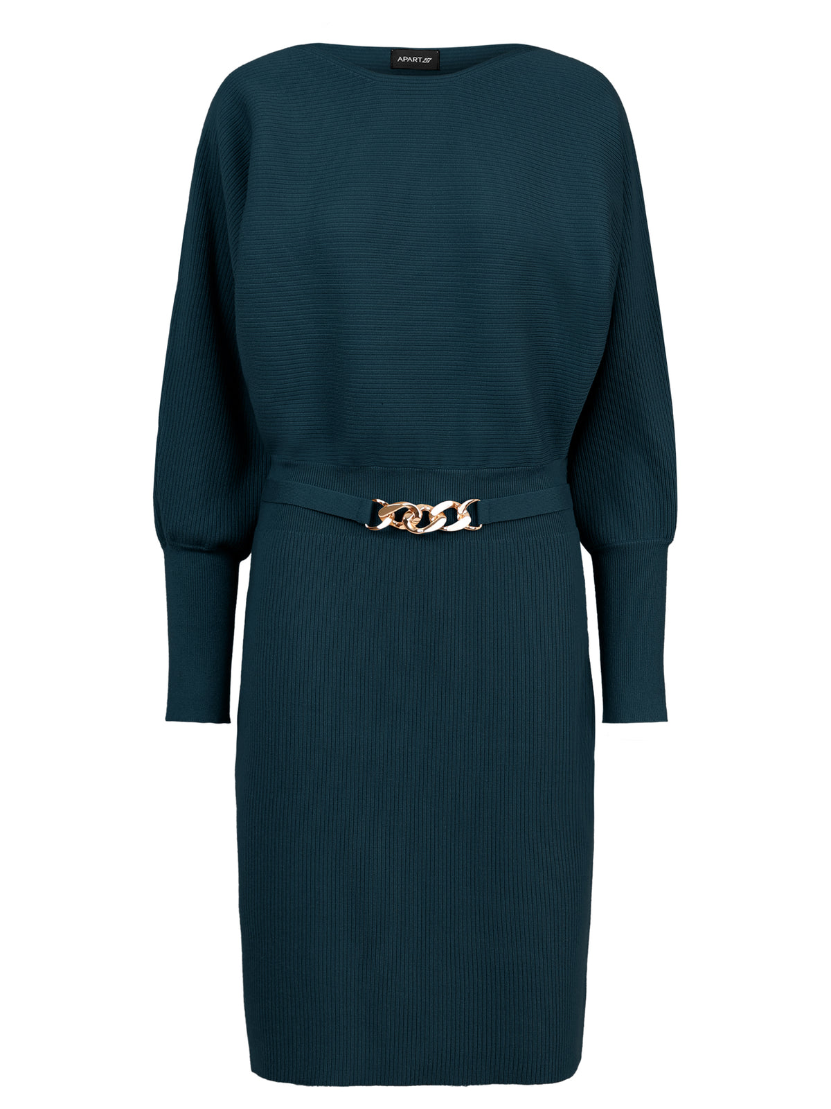 Strickkleid mit Fledermausärmeln und Kaschmiranteil | petrol