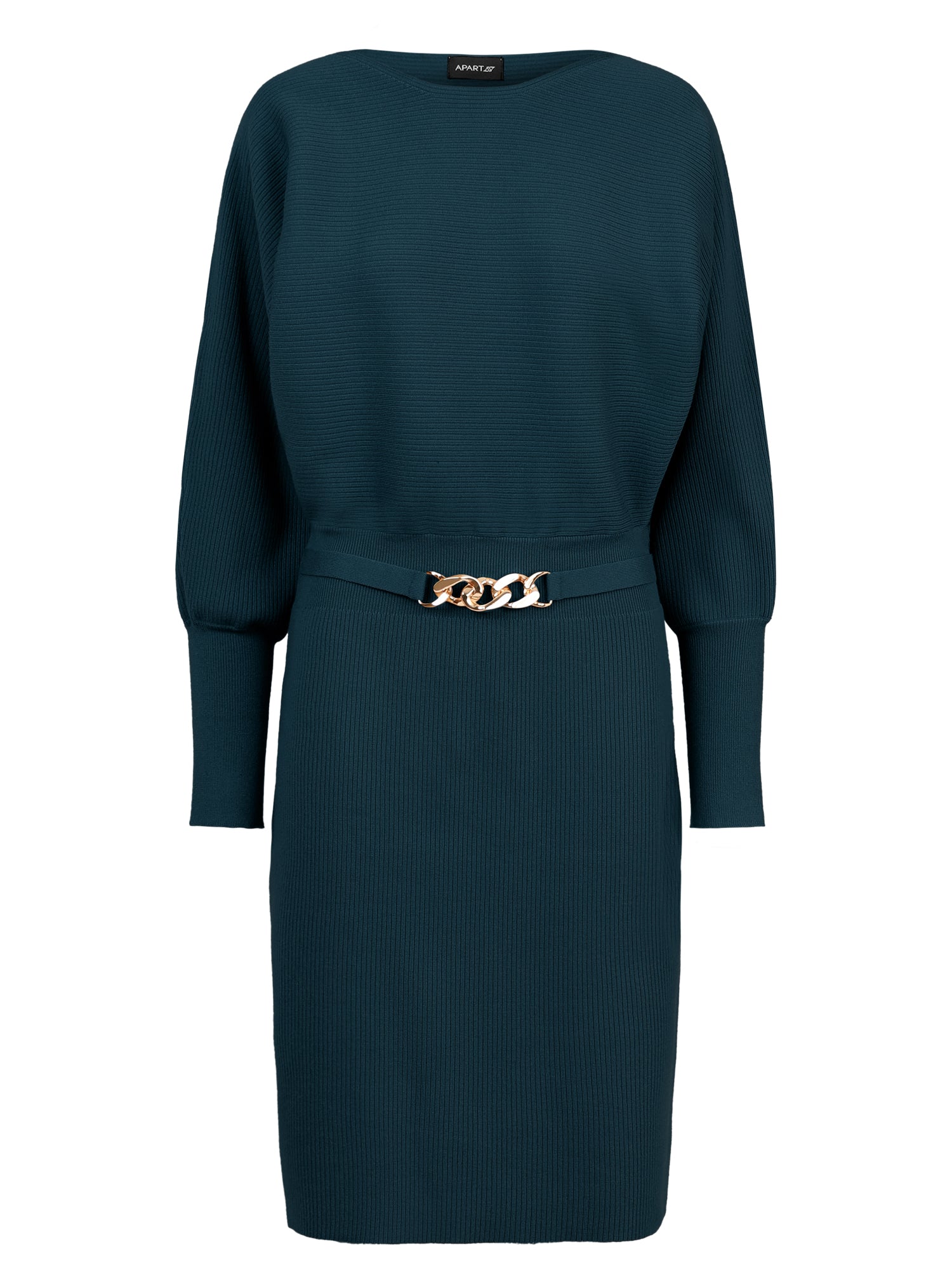 Strickkleid mit Fledermausärmeln und Kaschmiranteil | petrol