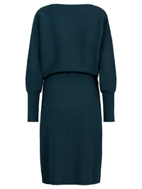 Strickkleid mit Fledermausärmeln und Kaschmiranteil | petrol