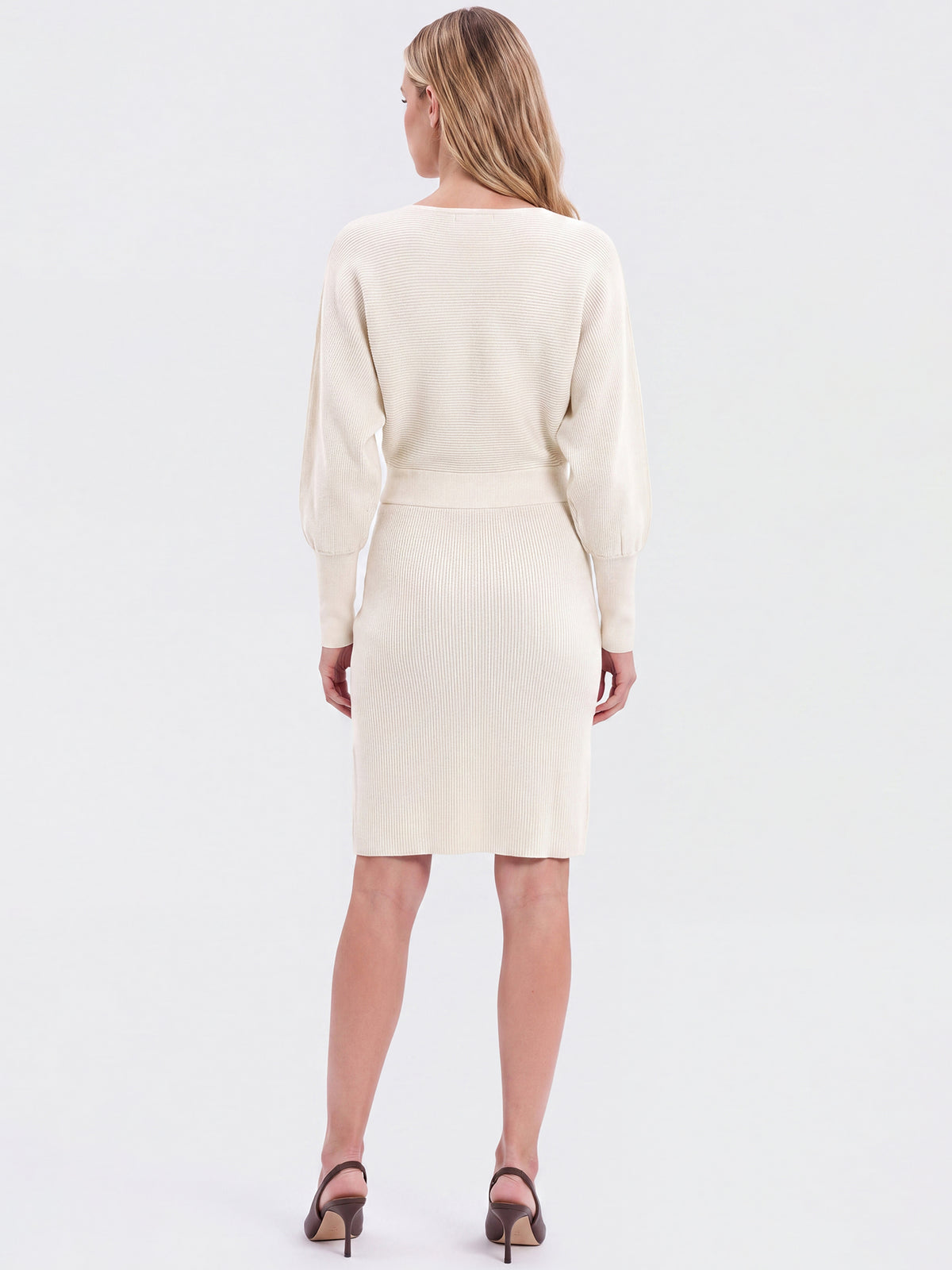 Strickkleid mit Fledermausärmeln und Kaschmiranteil | champagner