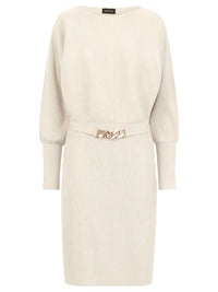 Strickkleid mit Fledermausärmeln und Kaschmiranteil | champagner