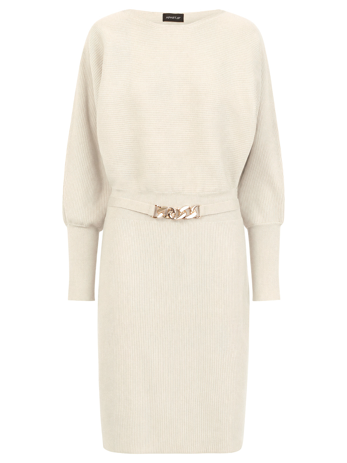 Strickkleid mit Fledermausärmeln und Kaschmiranteil | champagner
