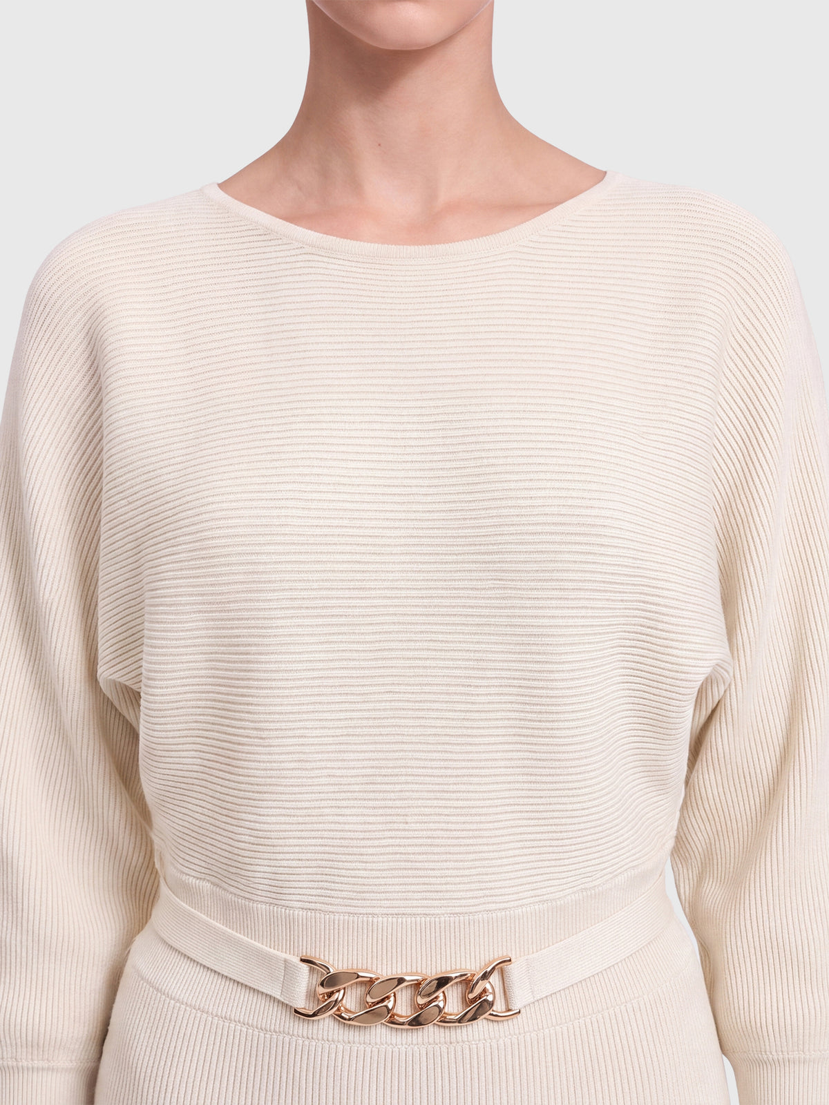 Strickkleid mit Fledermausärmeln und Kaschmiranteil | champagner