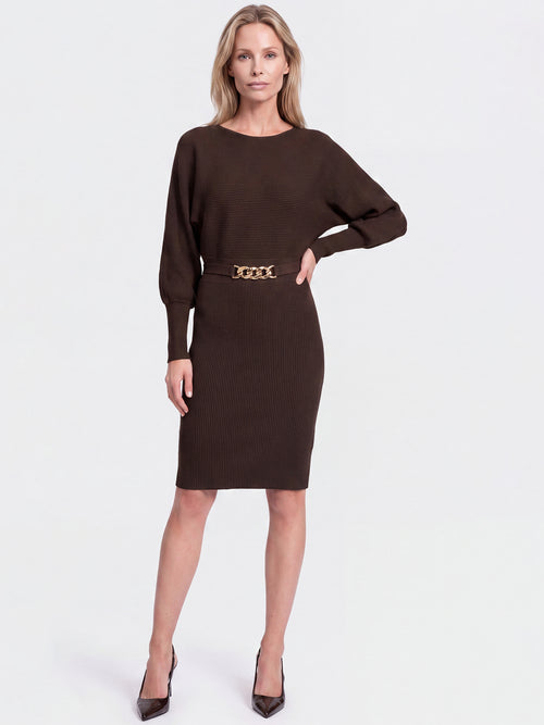 Strickkleid mit Fledermausärmeln und Kaschmiranteil | braun image 1