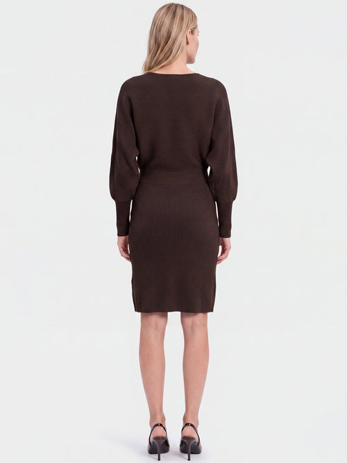 Strickkleid mit Fledermausärmeln und Kaschmiranteil | braun image 1