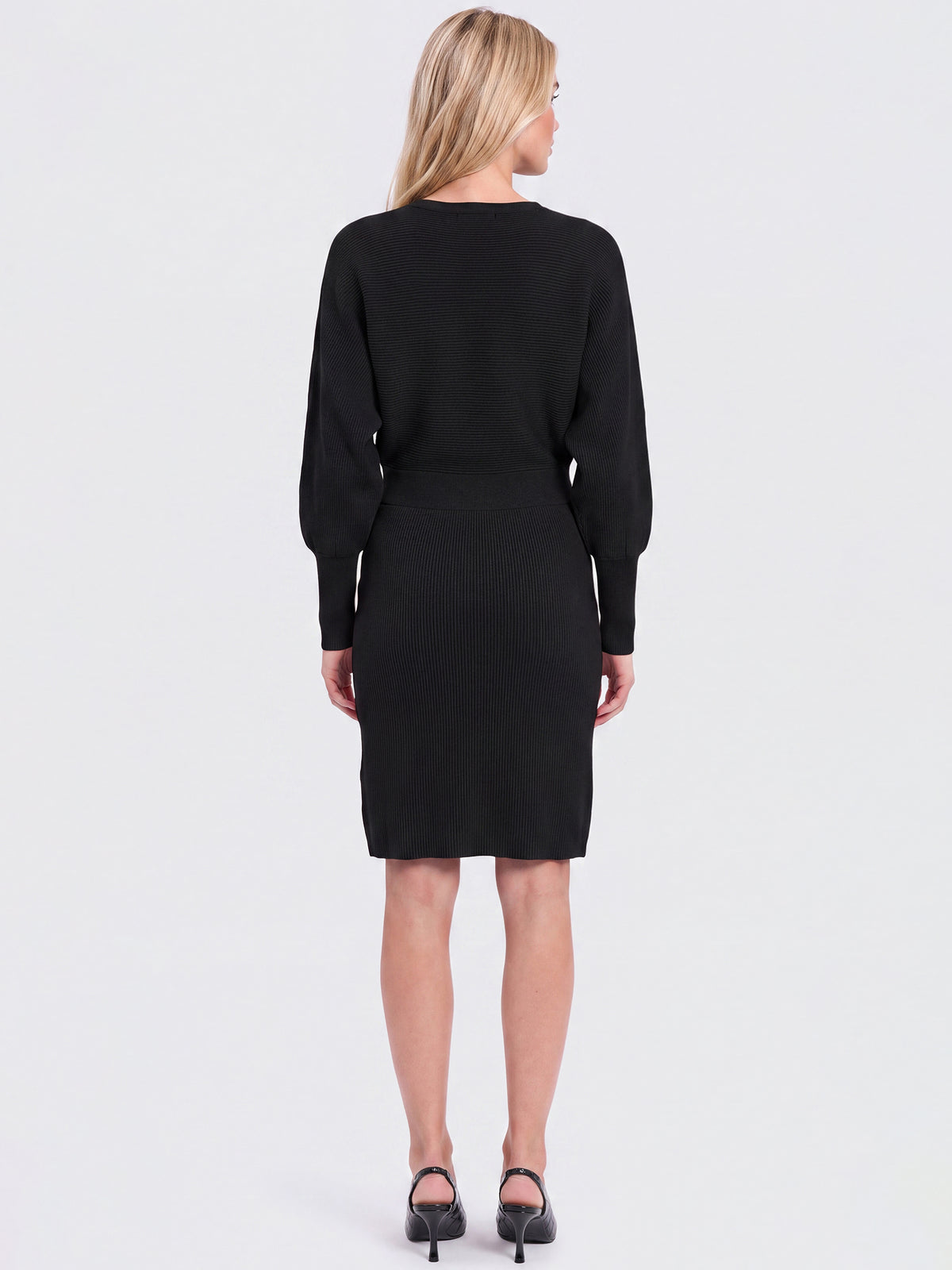 Strickkleid mit Fledermausärmeln und Kaschmiranteil | schwarz