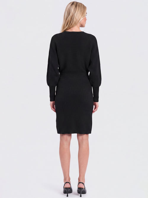 Strickkleid mit Fledermausärmeln und Kaschmiranteil | schwarz image 1