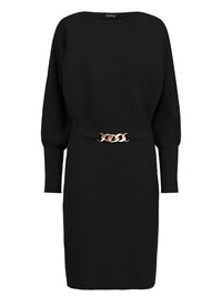 Strickkleid mit Fledermausärmeln und Kaschmiranteil | schwarz