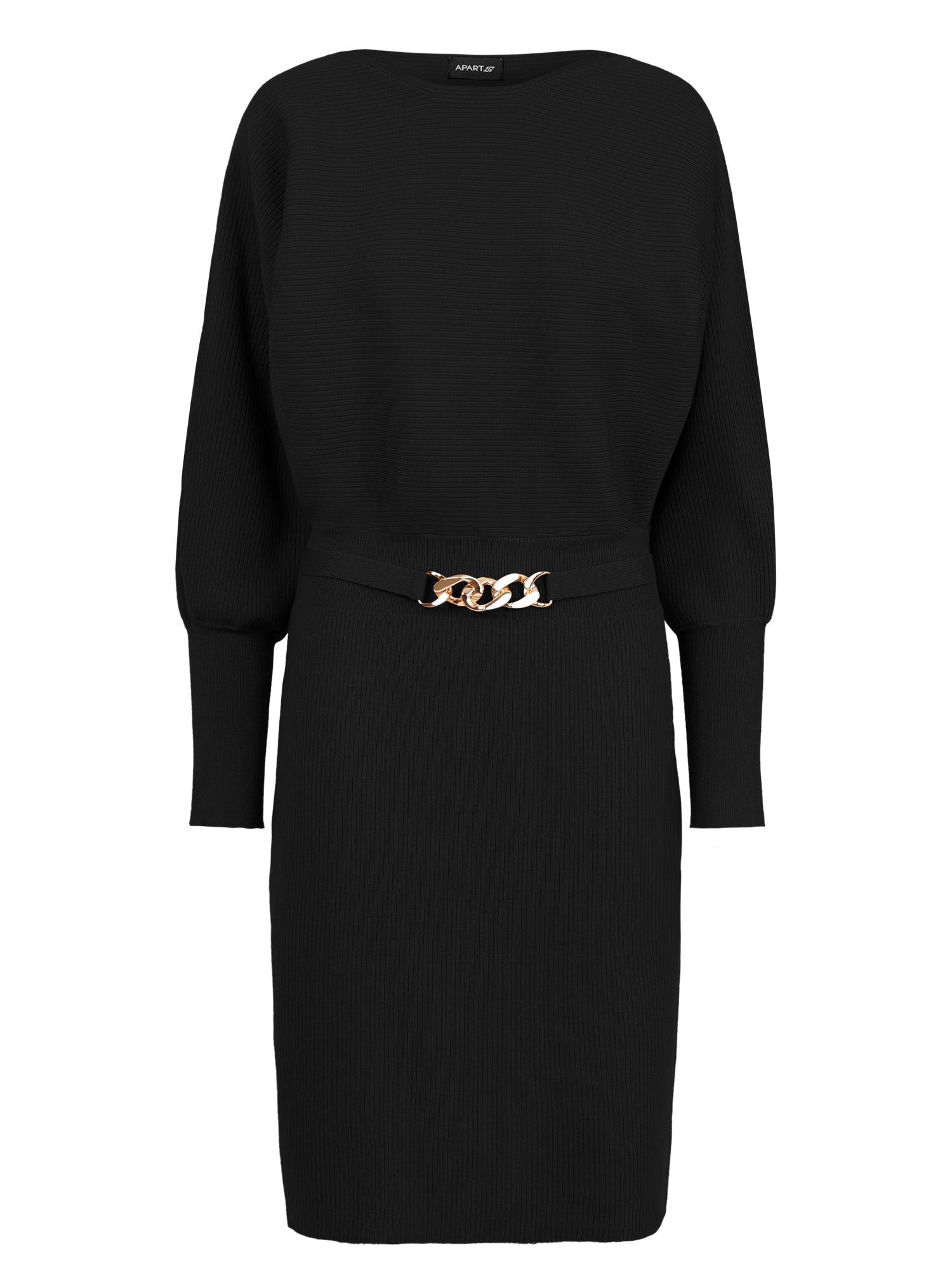 Strickkleid mit Fledermausärmeln und Kaschmiranteil | schwarz