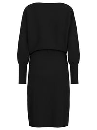 Strickkleid mit Fledermausärmeln und Kaschmiranteil | schwarz