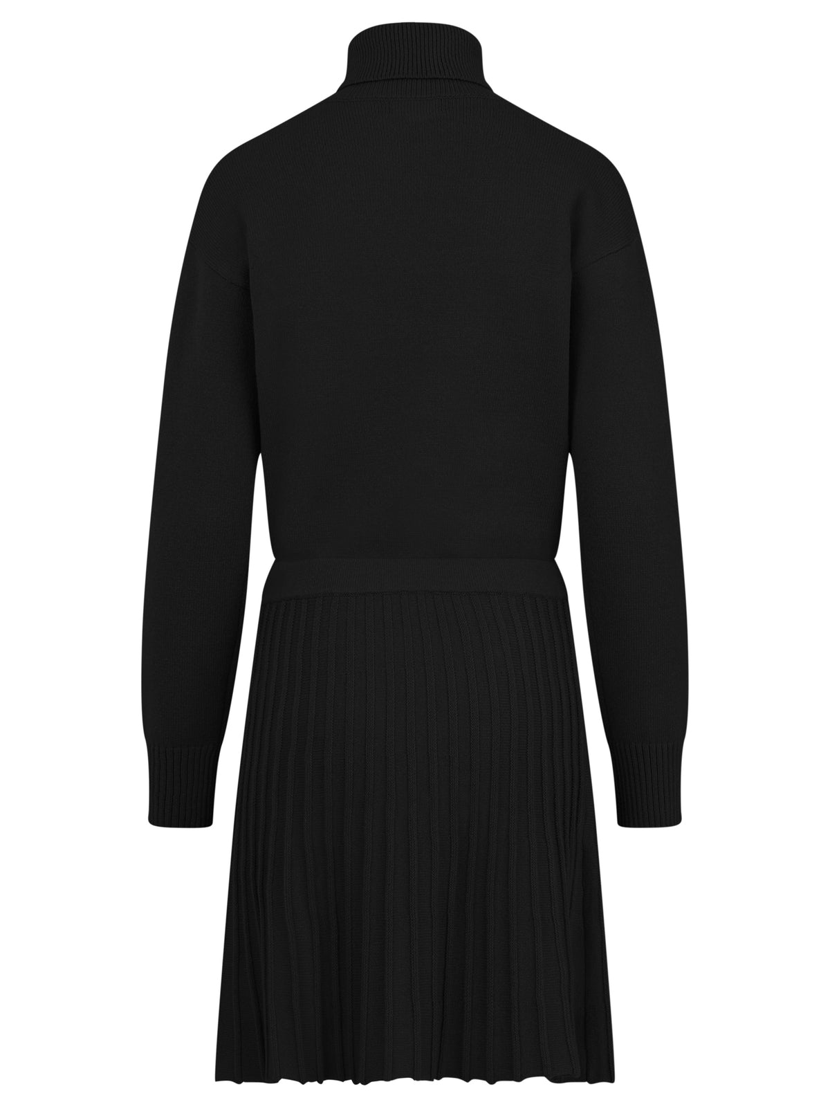 2-in-1 Strickkleid mit Rollkragen und Faltenrock | schwarz