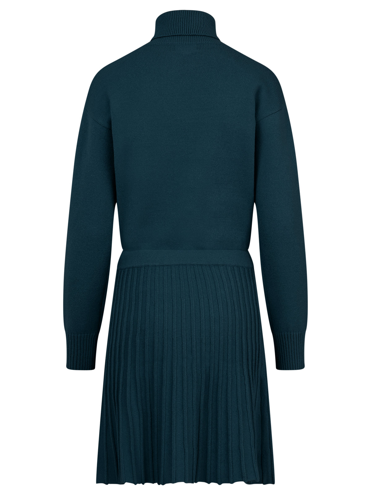 2-in-1 Strickkleid mit Rollkragen und Faltenrock | petrol