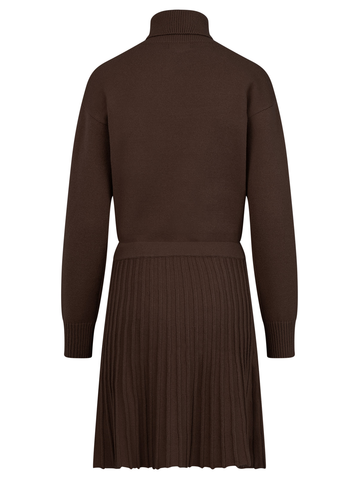 2-in-1 Strickkleid mit Rollkragen und Faltenrock | braun