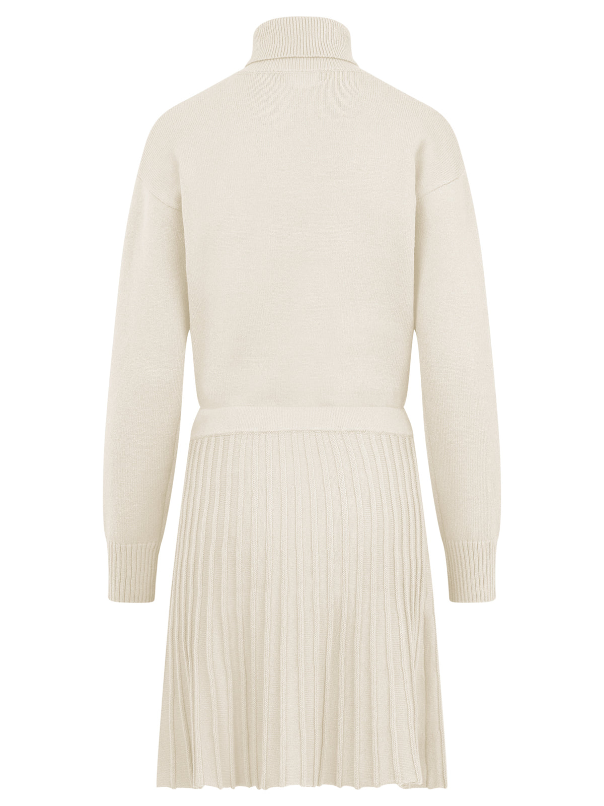 2-in-1 Strickkleid mit Rollkragen und Faltenrock | champagner