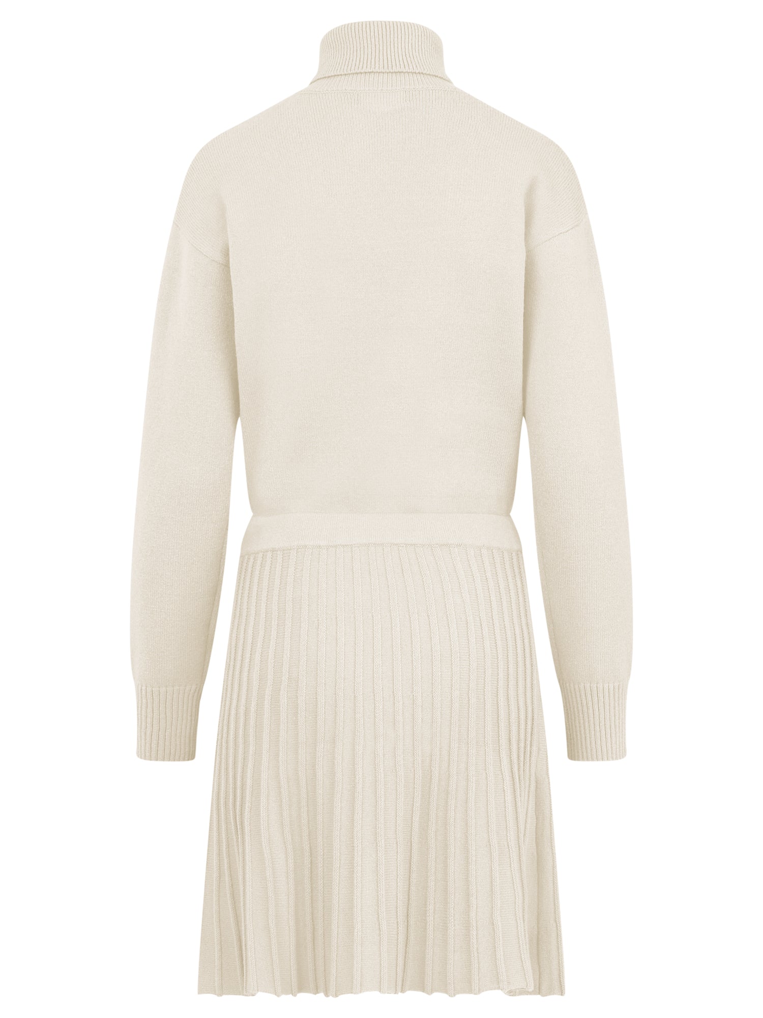 2-in-1 Strickkleid mit Rollkragen und Faltenrock | champagner