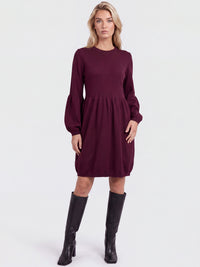 Oversized Strickkleid mit Ballon-Effekt | weinrot