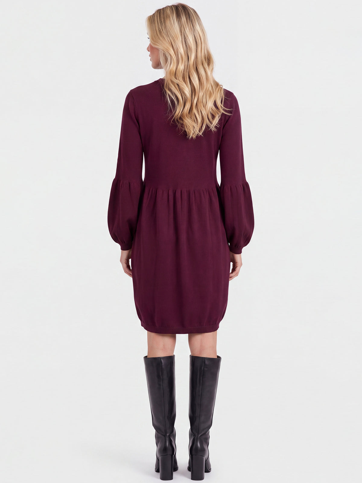 Oversized Strickkleid mit Ballon-Effekt | weinrot