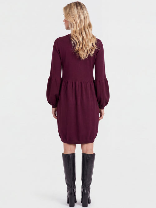 Oversized Strickkleid mit Ballon-Effekt | weinrot image 1