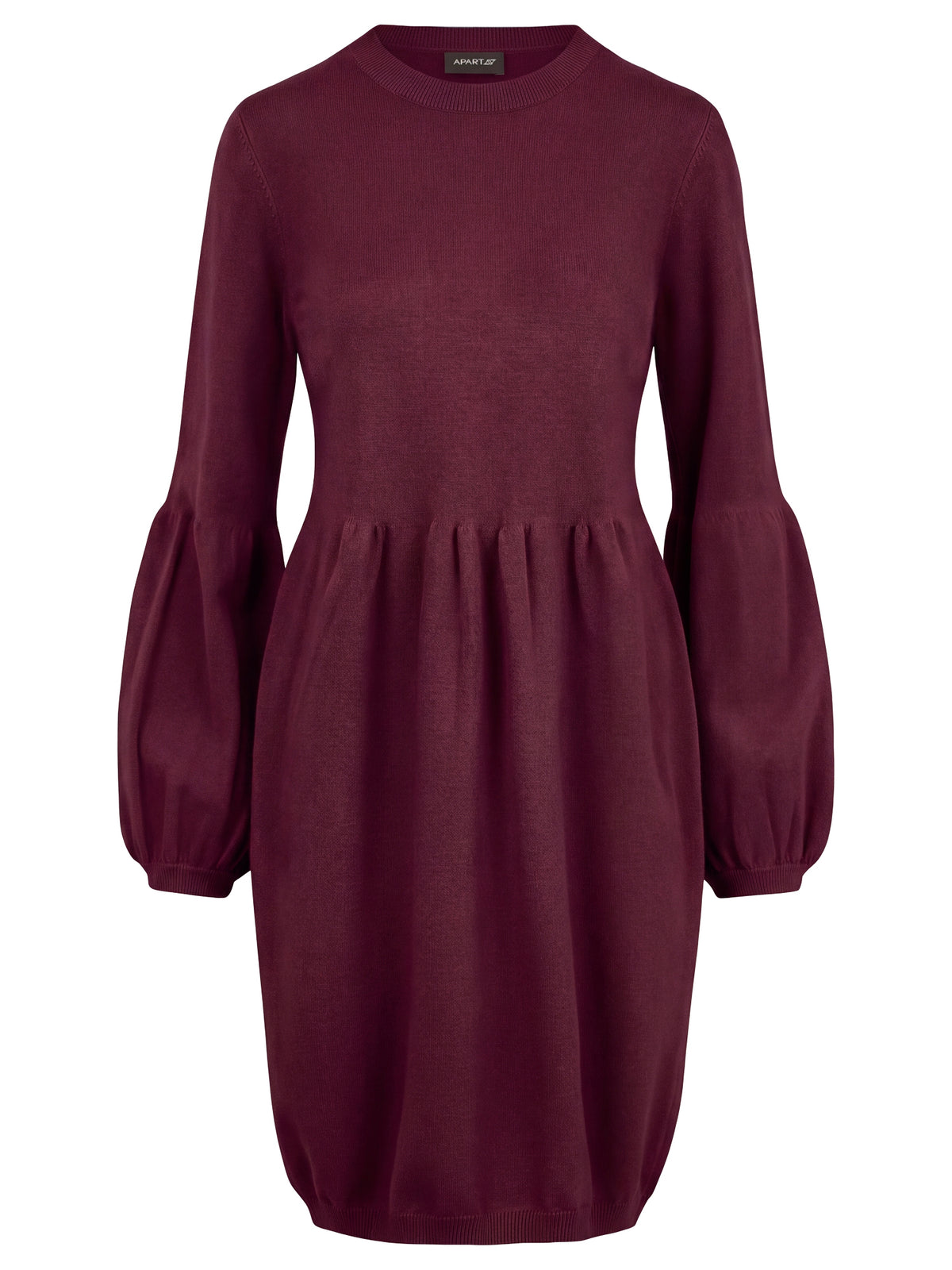 Oversized Strickkleid mit Ballon-Effekt | weinrot