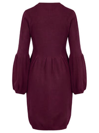 Oversized Strickkleid mit Ballon-Effekt | weinrot