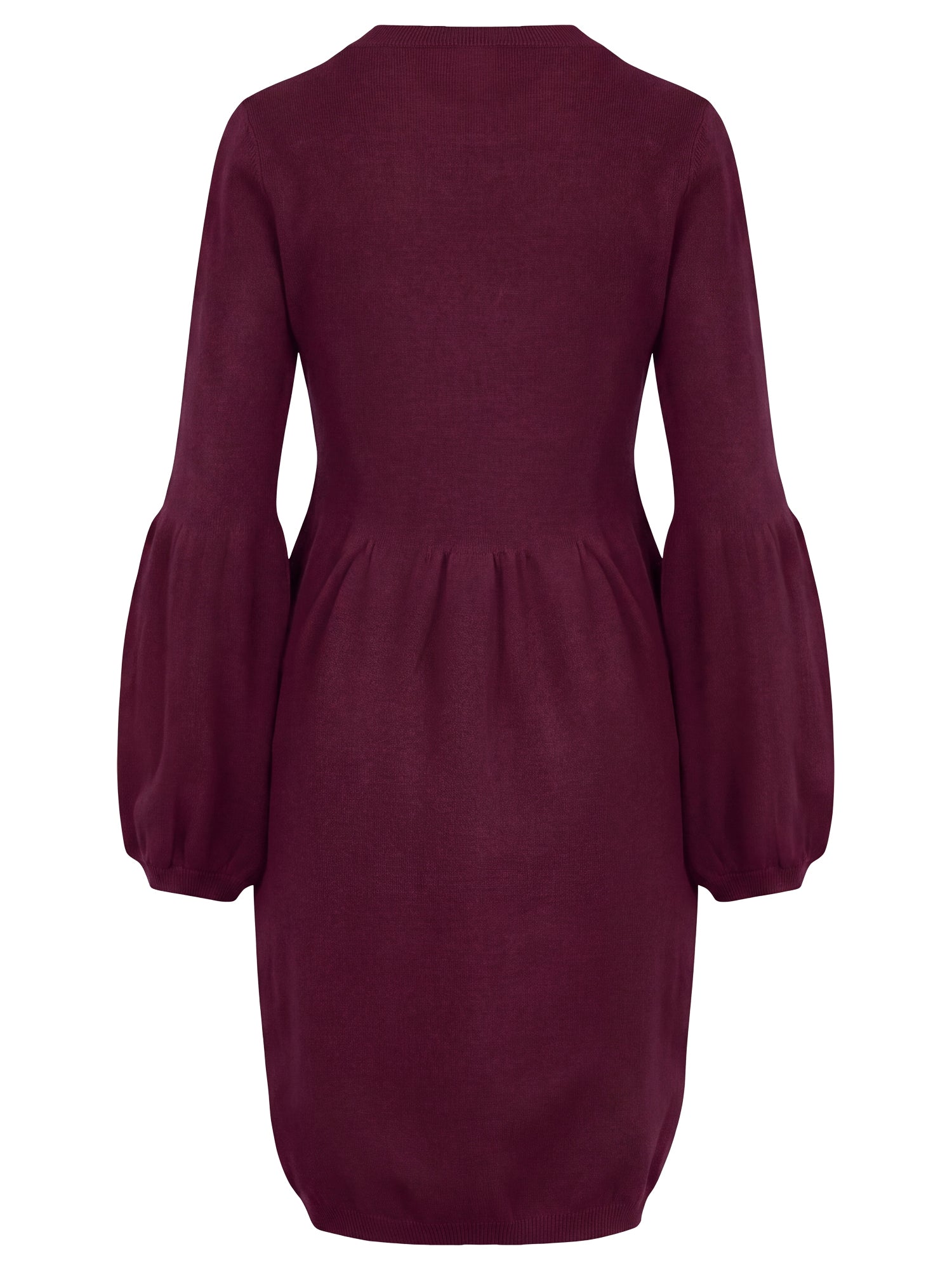 Oversized Strickkleid mit Ballon-Effekt | weinrot