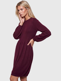 Oversized Strickkleid mit Ballon-Effekt | weinrot