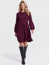 Oversized Strickkleid mit Ballon-Effekt | weinrot