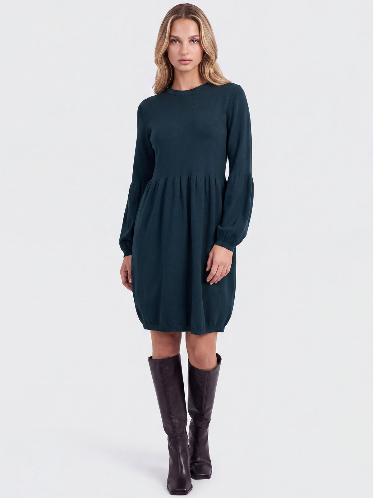 Oversized Strickkleid mit Ballon-Effekt | petrol