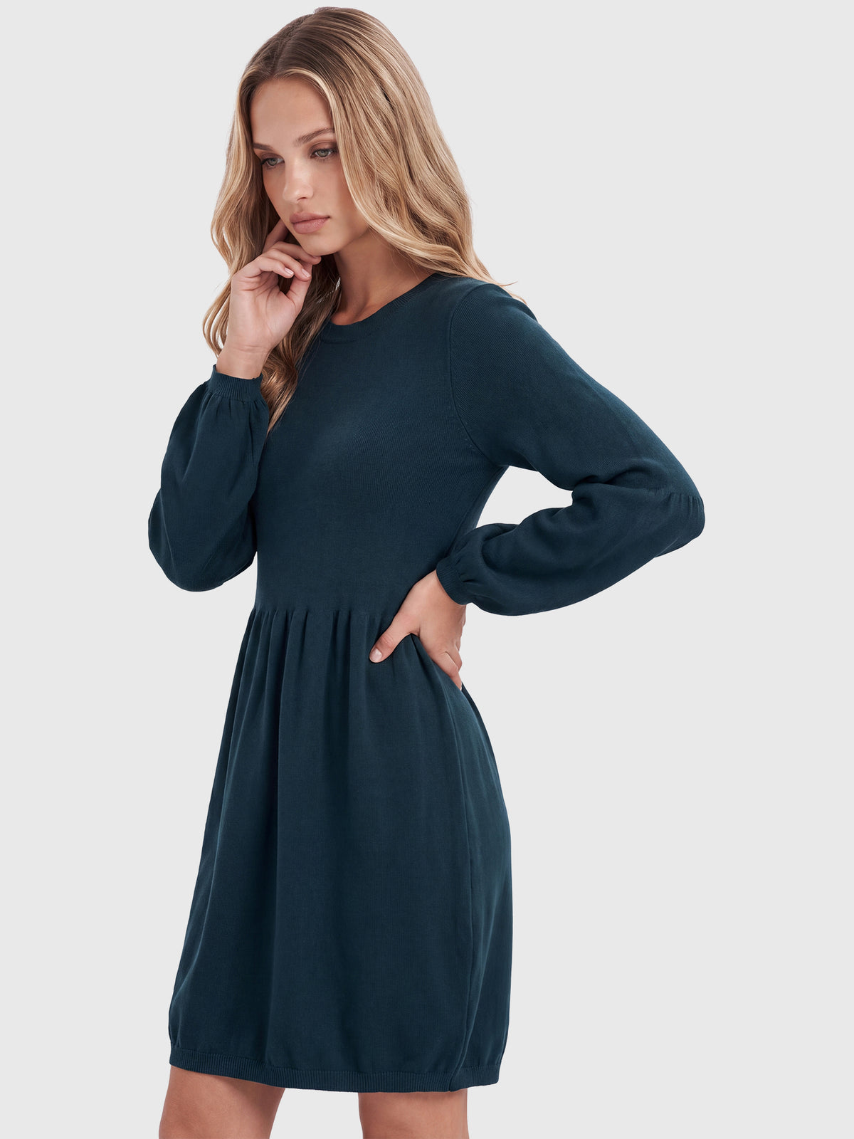 Oversized Strickkleid mit Ballon-Effekt | petrol