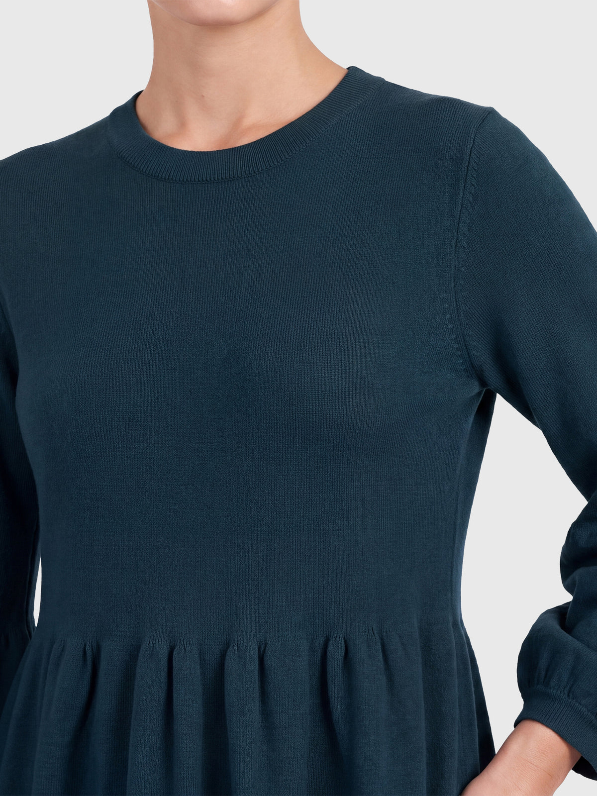 Oversized Strickkleid mit Ballon-Effekt | petrol