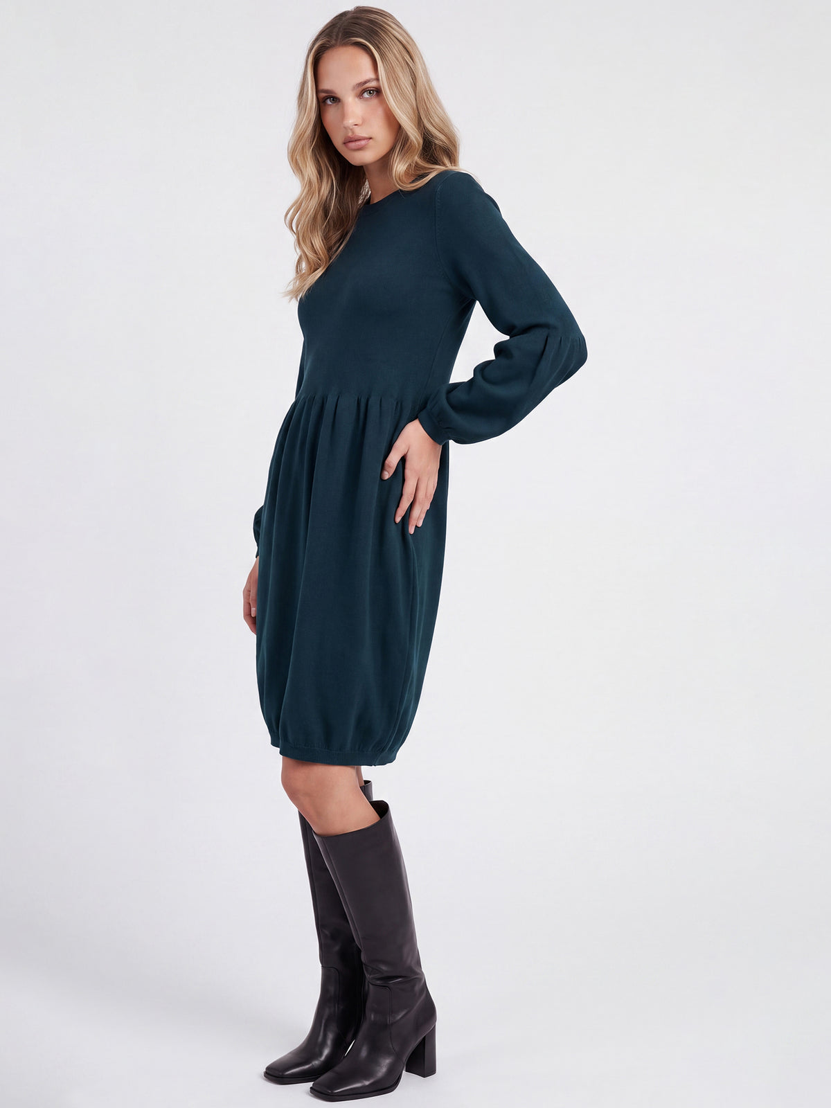 Oversized Strickkleid mit Ballon-Effekt | petrol