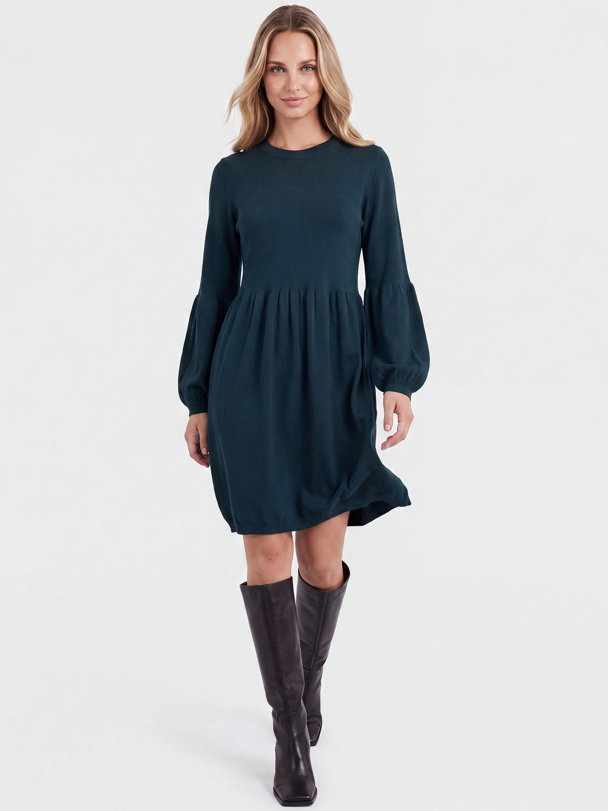 Oversized Strickkleid mit Ballon-Effekt | petrol