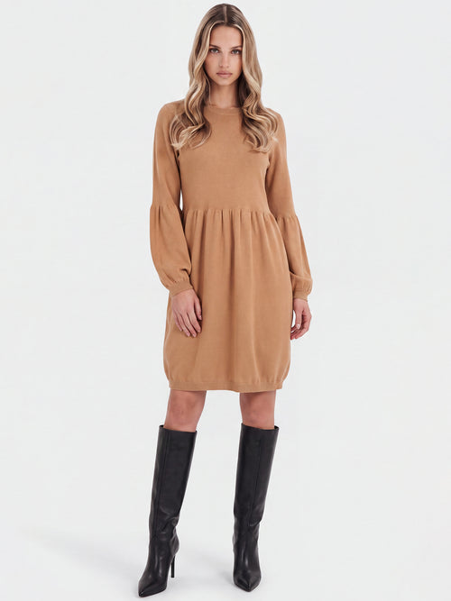 Oversized Strickkleid mit Ballon-Effekt | camel image 1