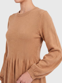 Oversized Strickkleid mit Ballon-Effekt | camel