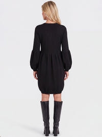 Oversized Strickkleid mit Ballon-Effekt | schwarz