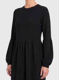Oversized Strickkleid mit Ballon-Effekt | schwarz