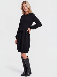 Oversized Strickkleid mit Ballon-Effekt | schwarz