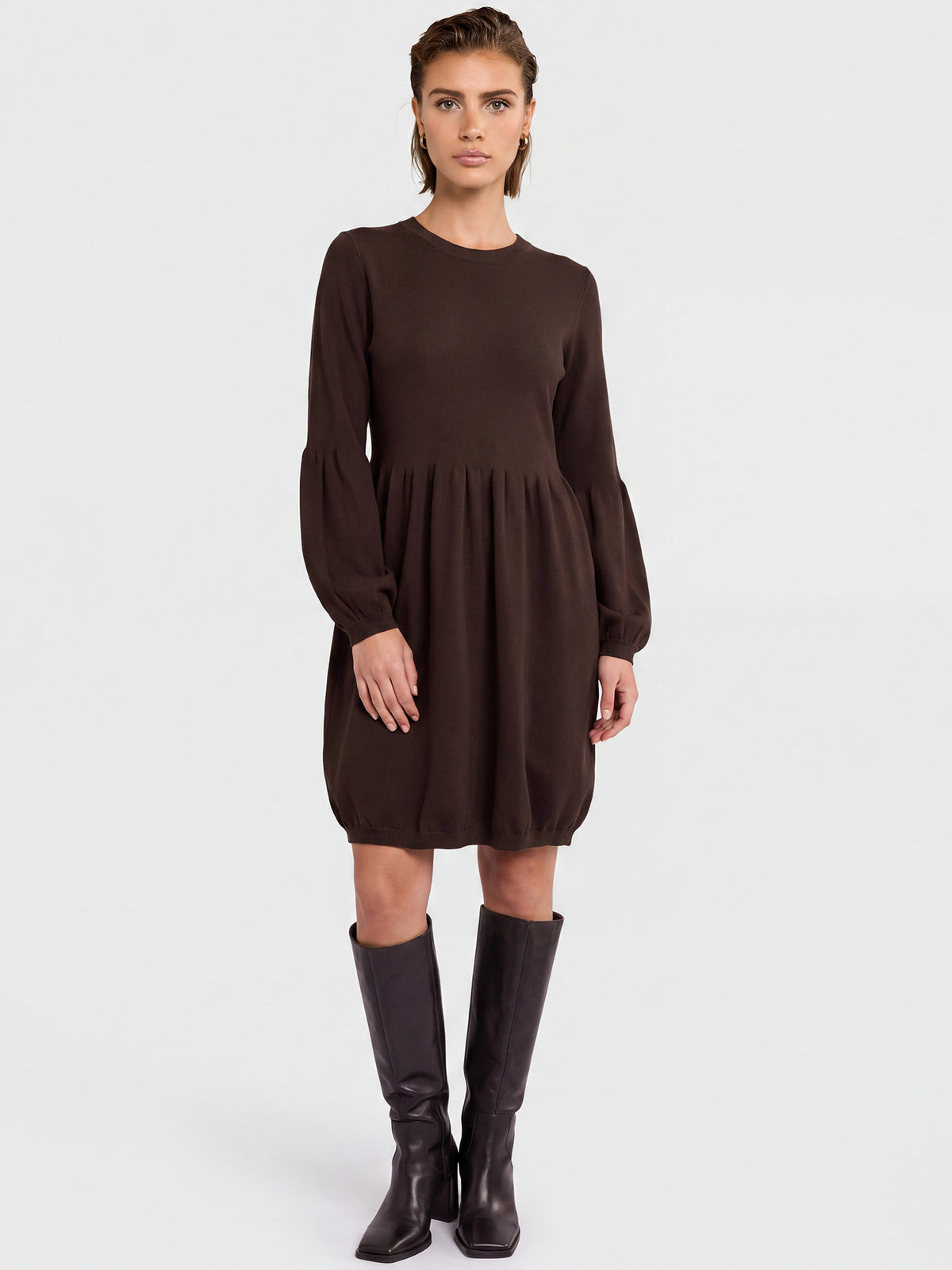 Oversized Strickkleid mit Ballon-Effekt | braun