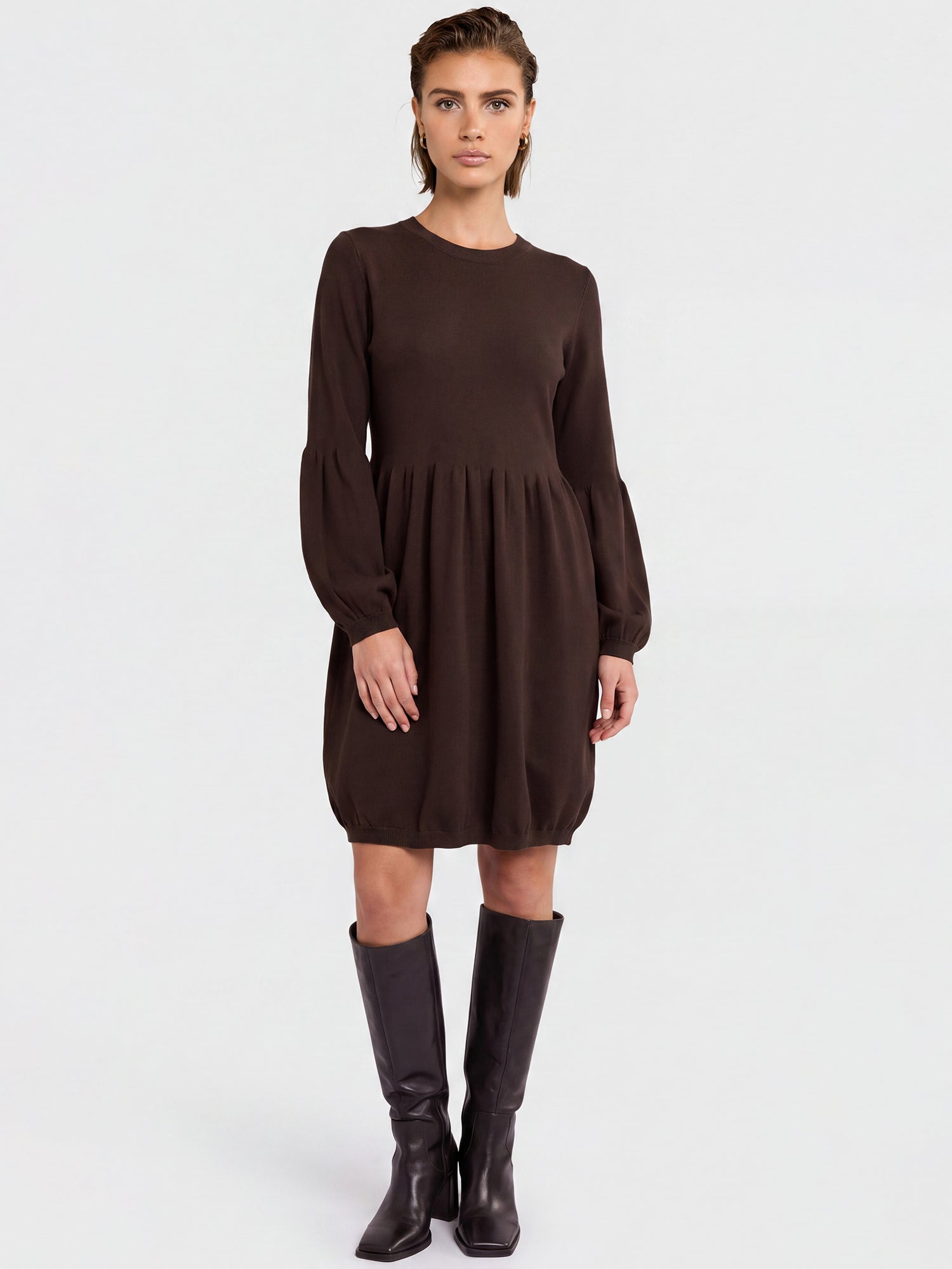 Oversized Strickkleid mit Ballon-Effekt | braun