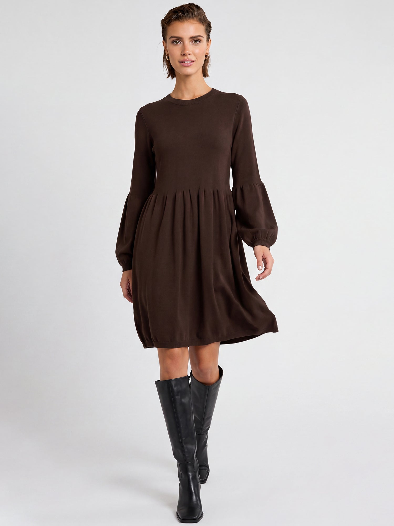 Oversized Strickkleid mit Ballon-Effekt | braun