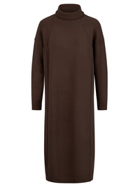 Langes Strickkleid mit Rollkragen und Kaschmiranteil | braun